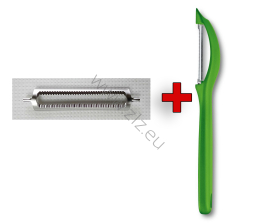 Szwajcarska obieraczka Victorinox  7.6075.4 do warzyw i owoców, dedykowana do obierania pomidorów, uchwyt zielony, z zapasowym wymiennym ostrzem 7.6073.03