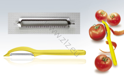 Szwajcarska obieraczka Victorinox  7.6075.8 do warzyw i owoców, dedykowana do obierania pomidorów, uchwyt czerwony, z zapasowym wymiennym ostrzem 7.6073.03