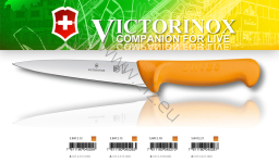 Victorinox 5.8412.18 Swibo WENGER Nóż Rzeźniczy, Ubojowy, ostrze 18 cm (dostępne: 13cm, 15cm, 18cm, 21cm, gładkie, ostry czubek, uchwyt żółty