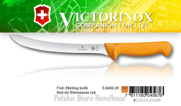 Victorinox 5.8452.20 Swibo WENGER Nóż szefa kuchni do filetowania, ostrze 20 cm głdkie, giętki,  uchwyt żółty