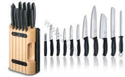 VICTORINOX 6.7153.11 Zestaw noży kuchennych w bloku - komplet 11-elementowy dla szefa kuchni, dla domu