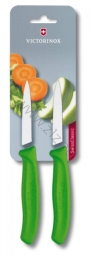 Victorinox 6.7606.L114B Nóż (2 szt na blistrze)do obierania i wykrajania warzyw (zielony)  sześć kolorów, ostrze 8 cm, gładkie, czubek ostry