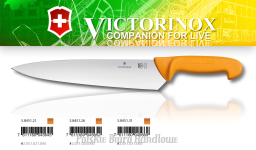 Victorinox 5.8451.26 Swibo WENGER Nóż Szefa Kuchni, ostrze 26 cm, szerokie, proste, uchwyt żółty