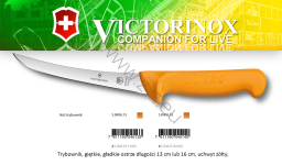 Victorinox 5.8406.16 Swibo WENGER Nóż trybownik, gładkie, zakrzywione, giętkie ostrze 16 cm, uchwyt żółty (13 cm, 16 cm)