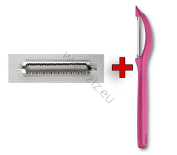 Szwajcarska obieraczka Victorinox  7.6075.5 do warzyw i owoców, dedykowana do obierania pomidorów, uchwyt czerwony, z zapasowym wymiennym ostrzem 7.6073.03